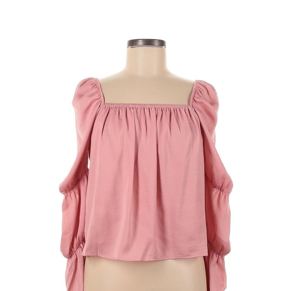 BCBGeneration Pink Ruffled Puff Sleeve Blouse